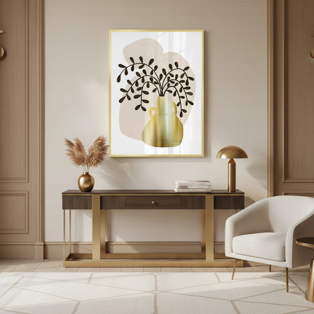 2Boho Gold Pot and Vine - Fine Art