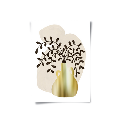 Boho Gold Pot and Vine - Poster