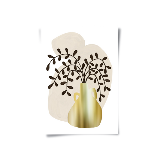 Boho Gold Pot and Vine - Poster