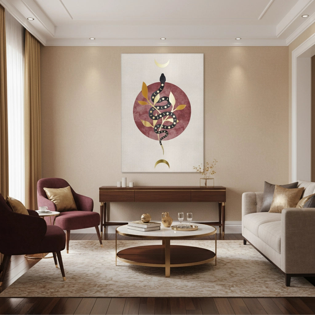 Boho Gold Snake - Canvas - Jasmineart.ae
