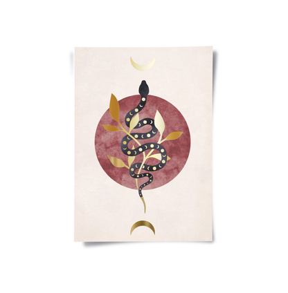Boho Gold Snake - Poster