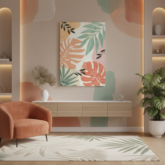 Boho Monstera Leaves - Canvas