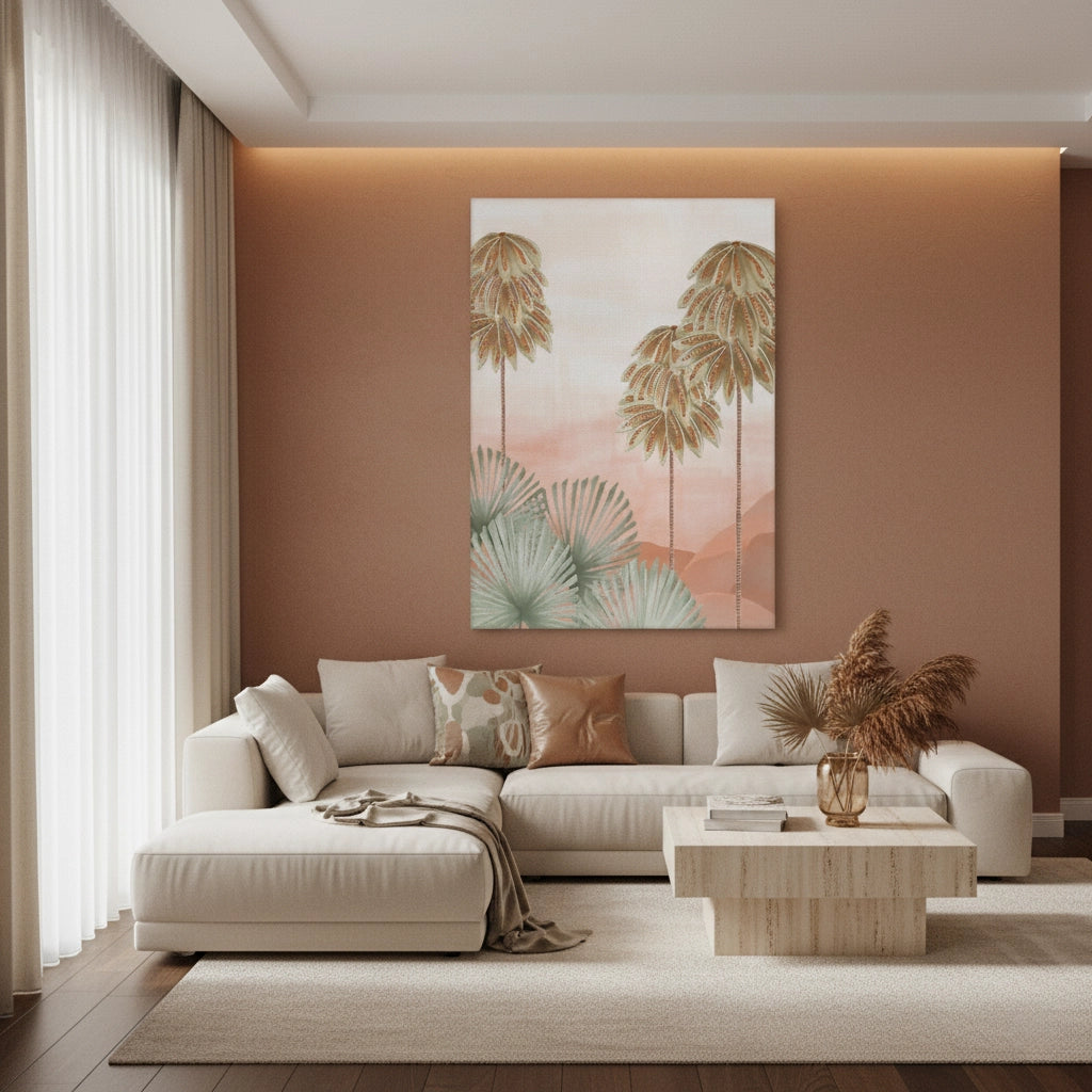 Boho Palm Tree Desert - Canvas - Jasmineart.ae