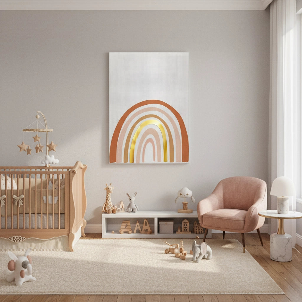 Boho Rainbow Gold Arch - Canvas - Jasmineart.ae