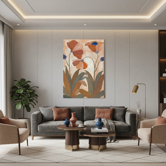 Boho Terracotta Floral - Canvas