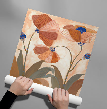 Boho Terracotta Floral - Poster