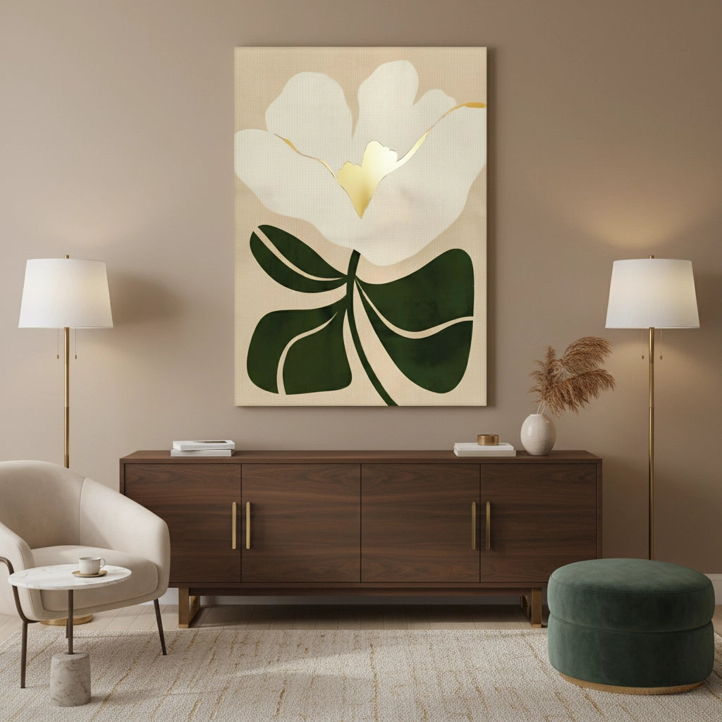 Boho White Bloom - Canvas - Jasmineart.ae