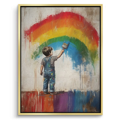 Boy Painting Rainbow - Canvas