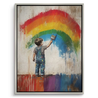 Boy Painting Rainbow - Canvas