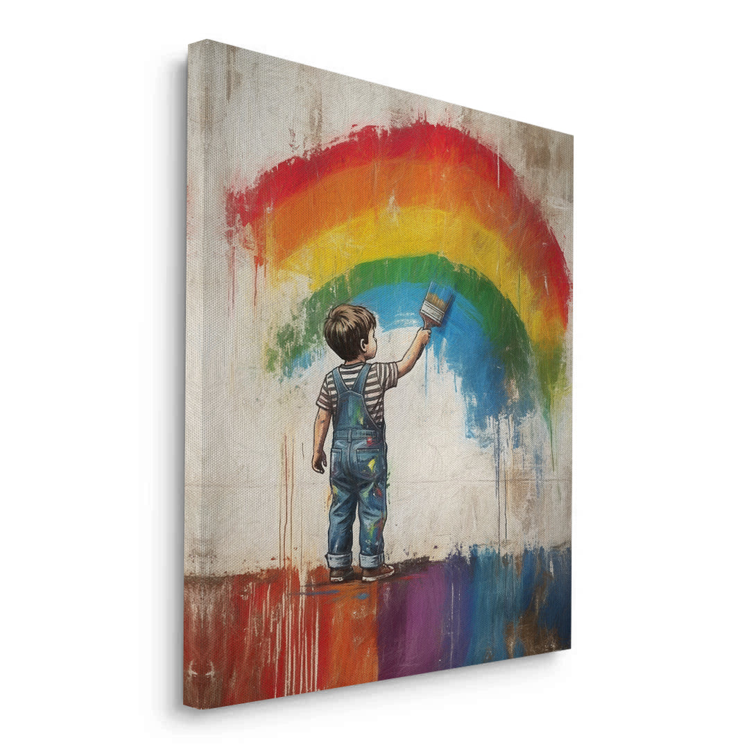 2Boy Painting Rainbow - Canvas