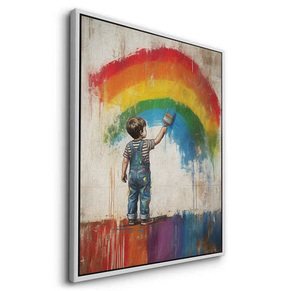 Boy Painting Rainbow - Canvas
