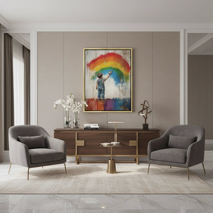 Boy Painting Rainbow - Canvas