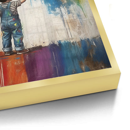 Boy Painting Rainbow - Fine Art