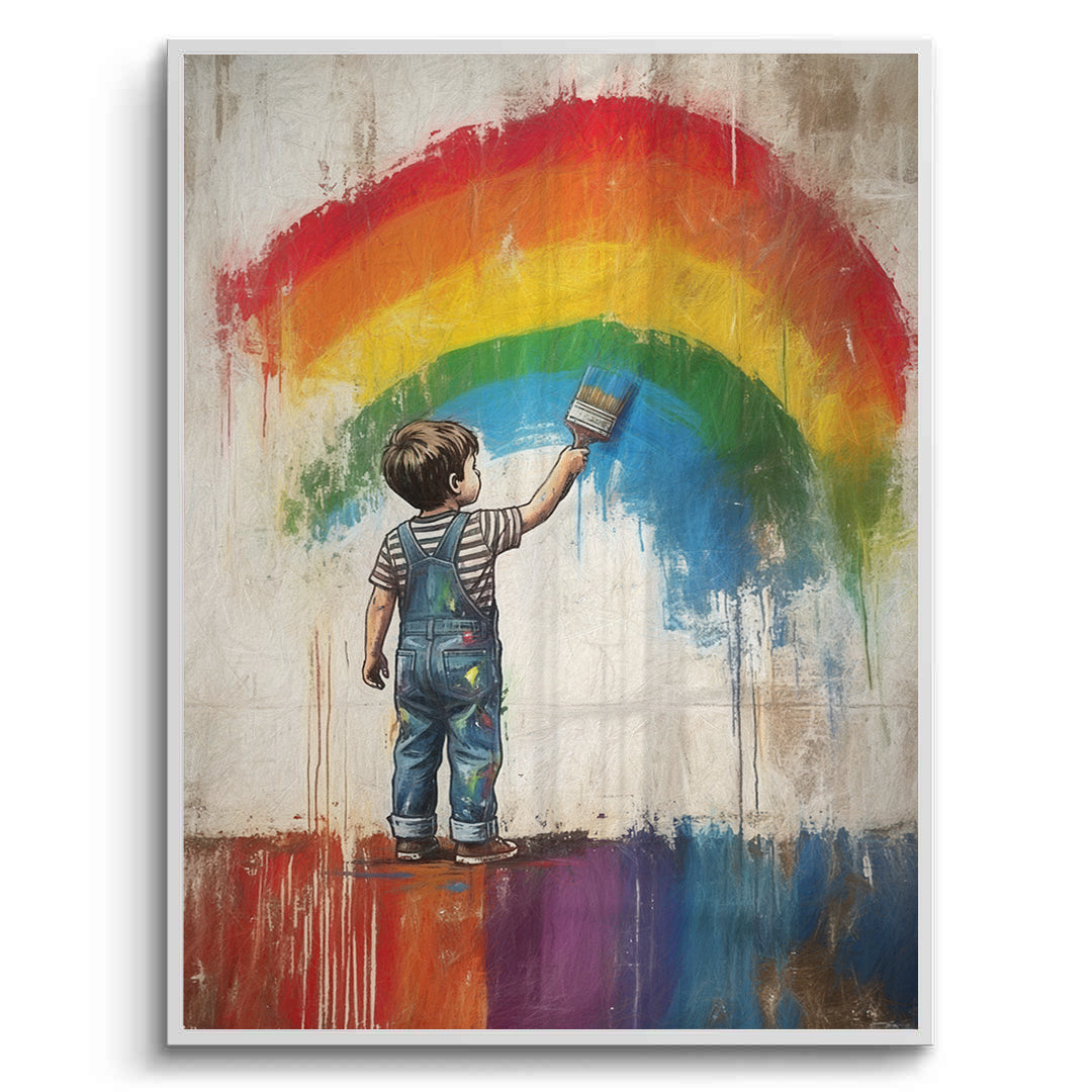 2Boy Painting Rainbow - Fine Art