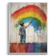 Boy Painting Rainbow - Fine Art