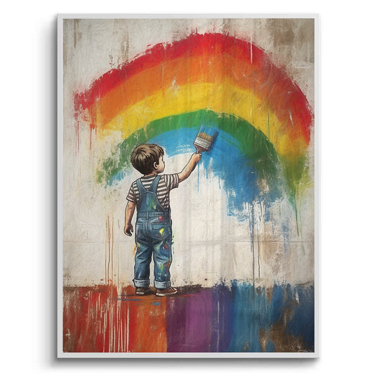 Boy Painting Rainbow - Fine Art
