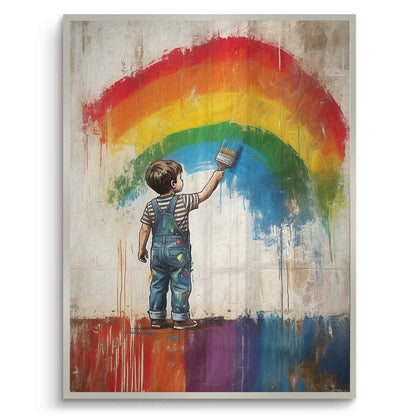 Boy Painting Rainbow - Fine Art
