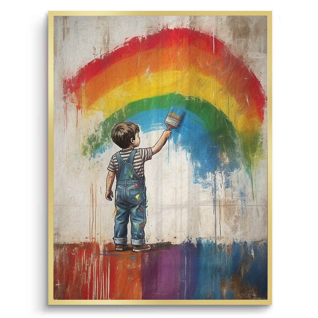 2Boy Painting Rainbow - Fine Art