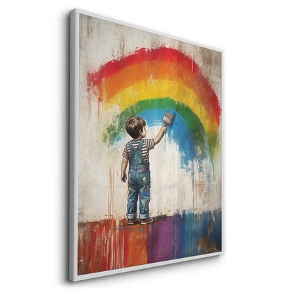Boy Painting Rainbow - Fine Art