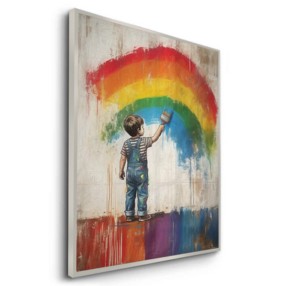 Boy Painting Rainbow - Fine Art