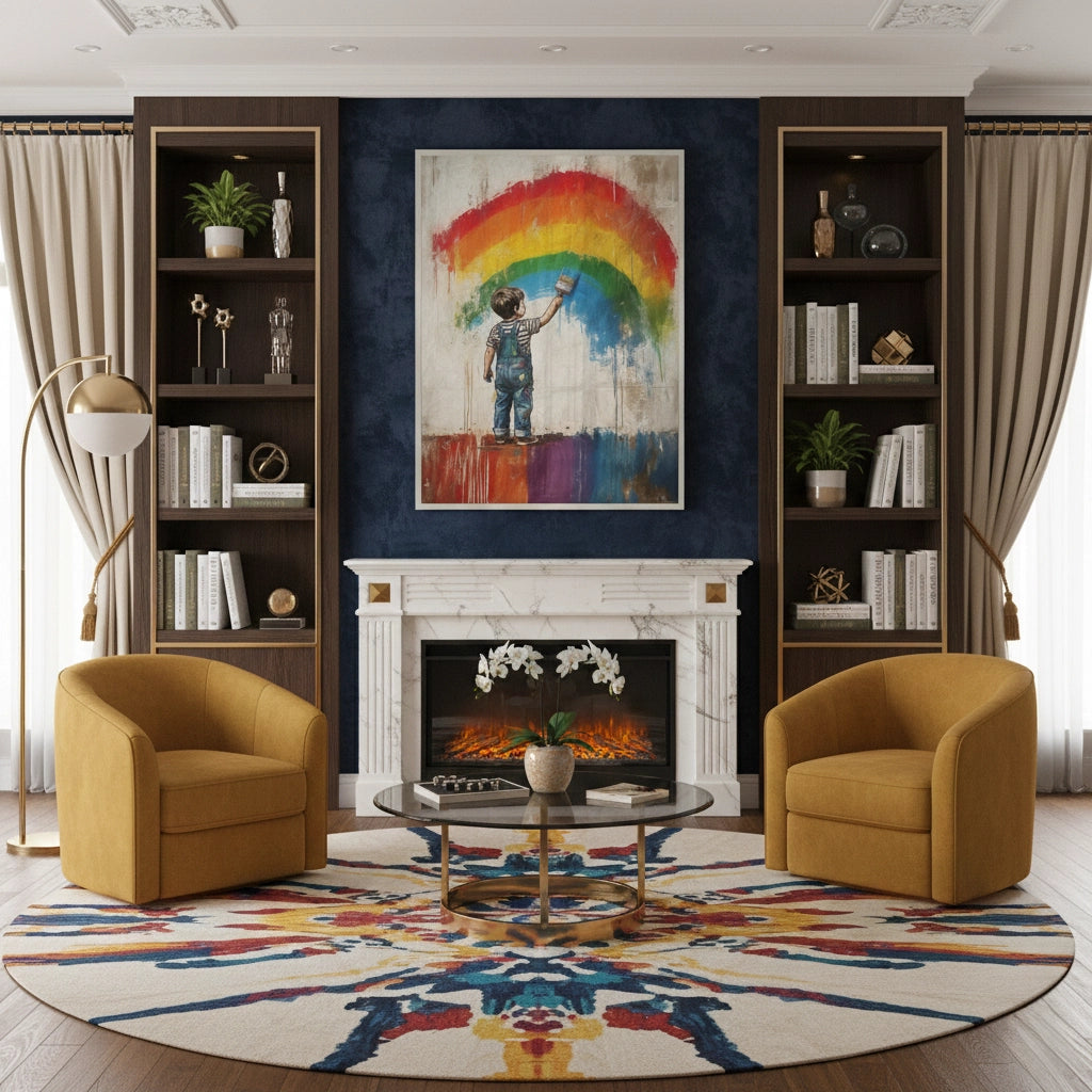 Boy Painting Rainbow - Fine Art