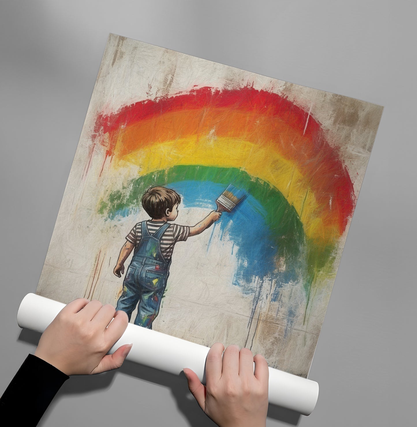 2Boy Painting Rainbow - Poster