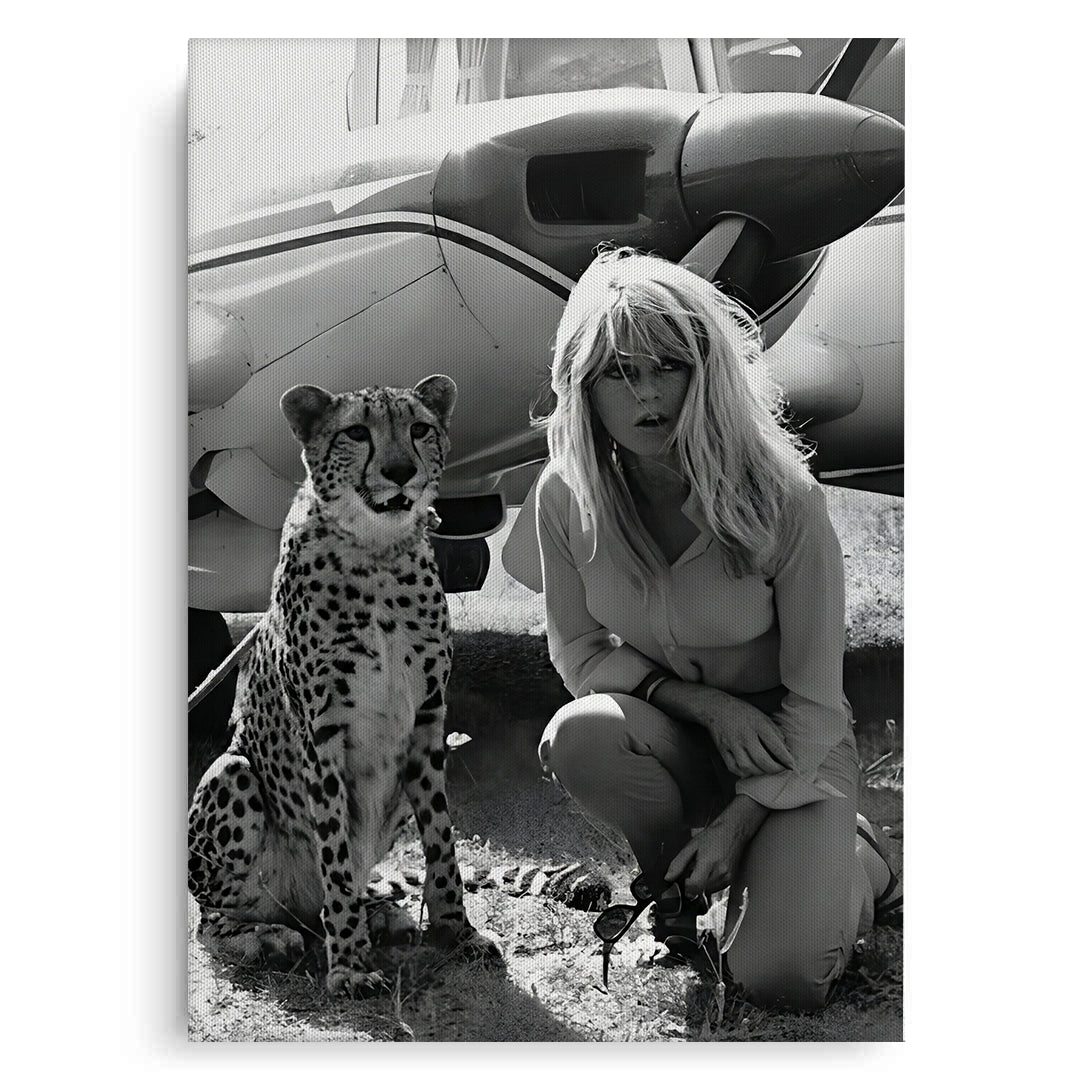 2Brigitte Bardot with Cheetah - Canvas