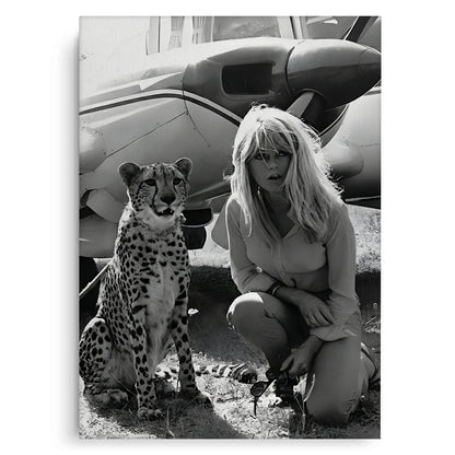 Brigitte Bardot with Cheetah - Canvas