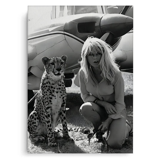 Brigitte Bardot with Cheetah - Canvas