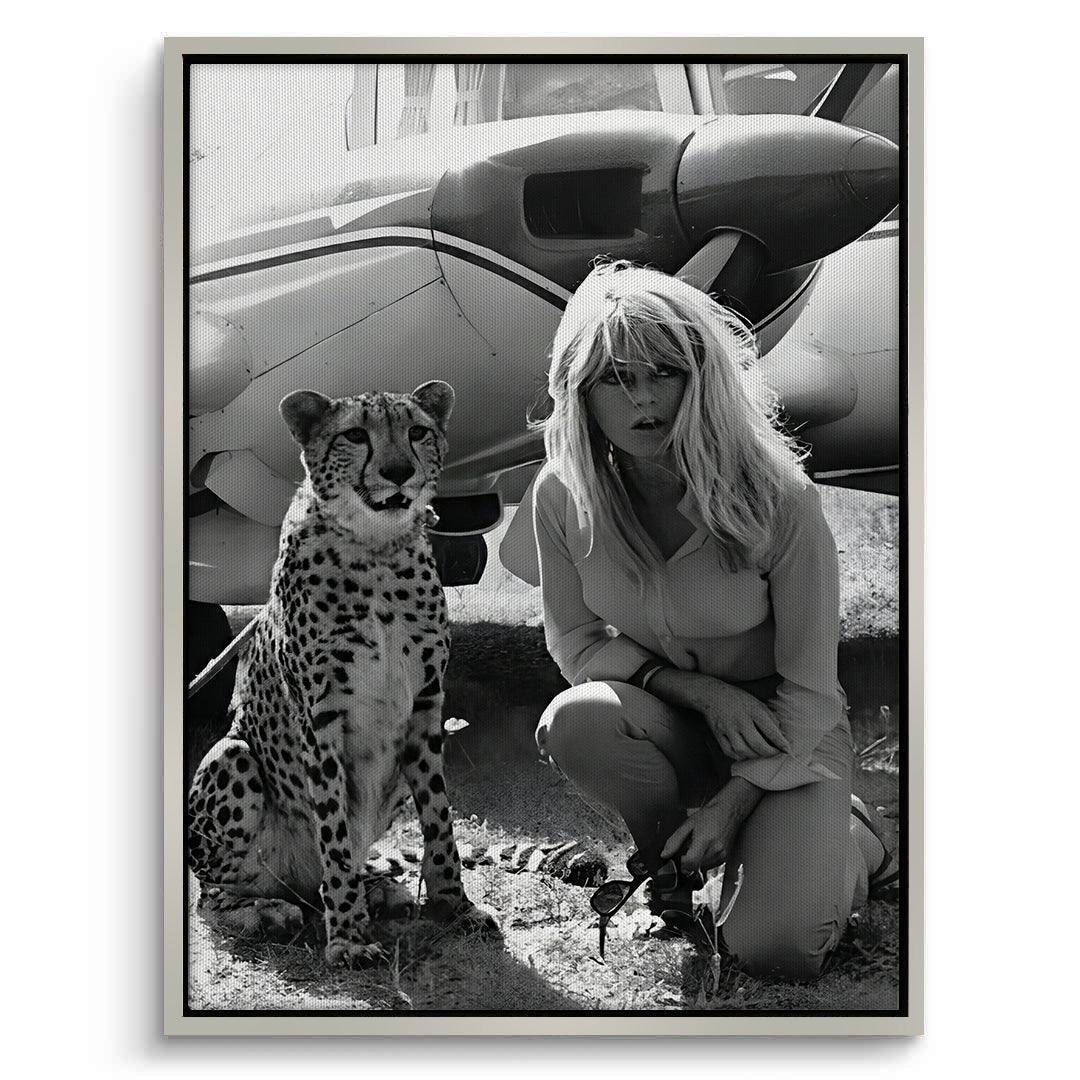 2Brigitte Bardot with Cheetah - Canvas