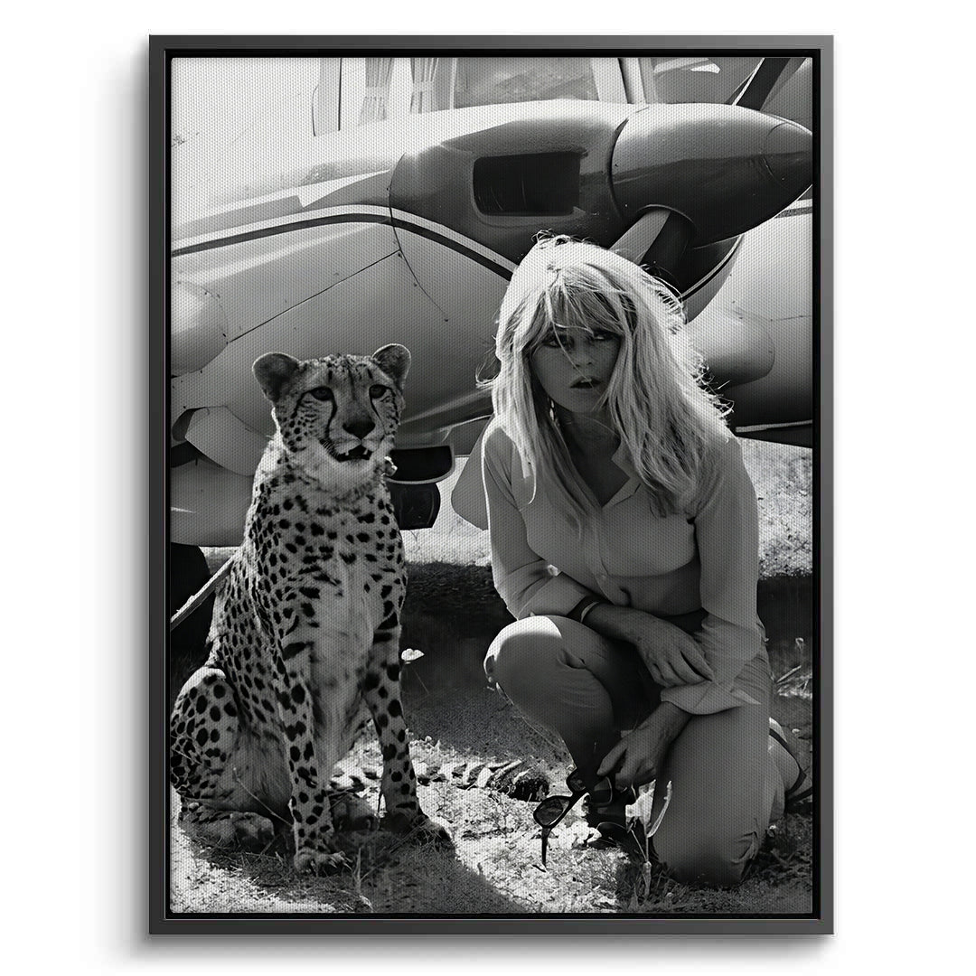 2Brigitte Bardot with Cheetah - Canvas