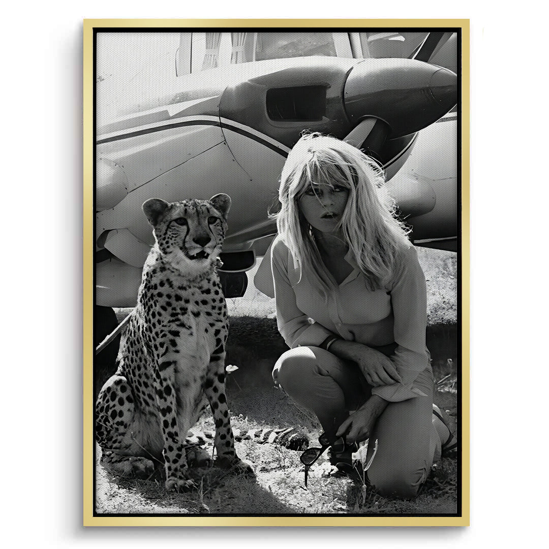 2Brigitte Bardot with Cheetah - Canvas