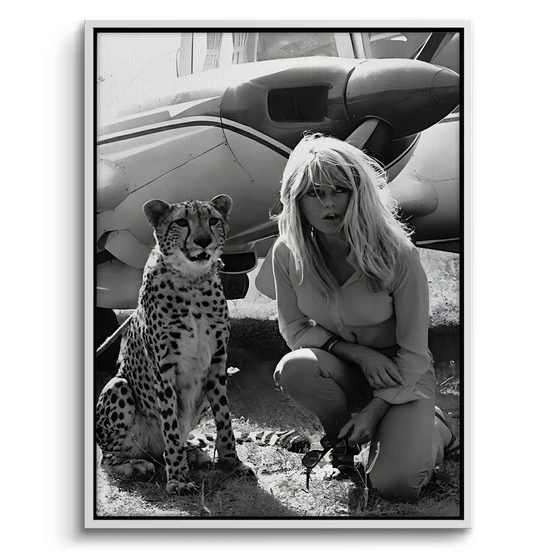 2Brigitte Bardot with Cheetah - Canvas