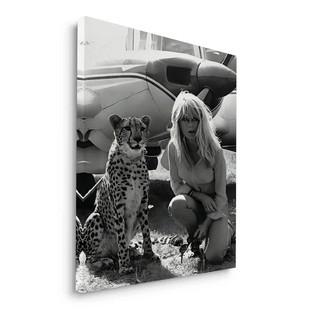 2Brigitte Bardot with Cheetah - Canvas