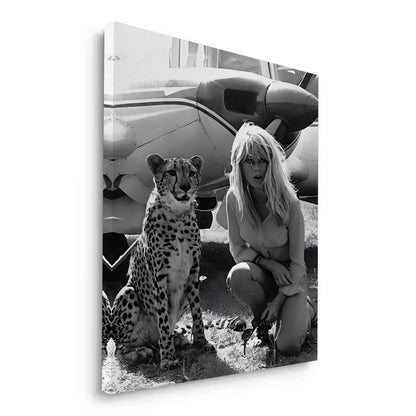 Brigitte Bardot with Cheetah - Canvas