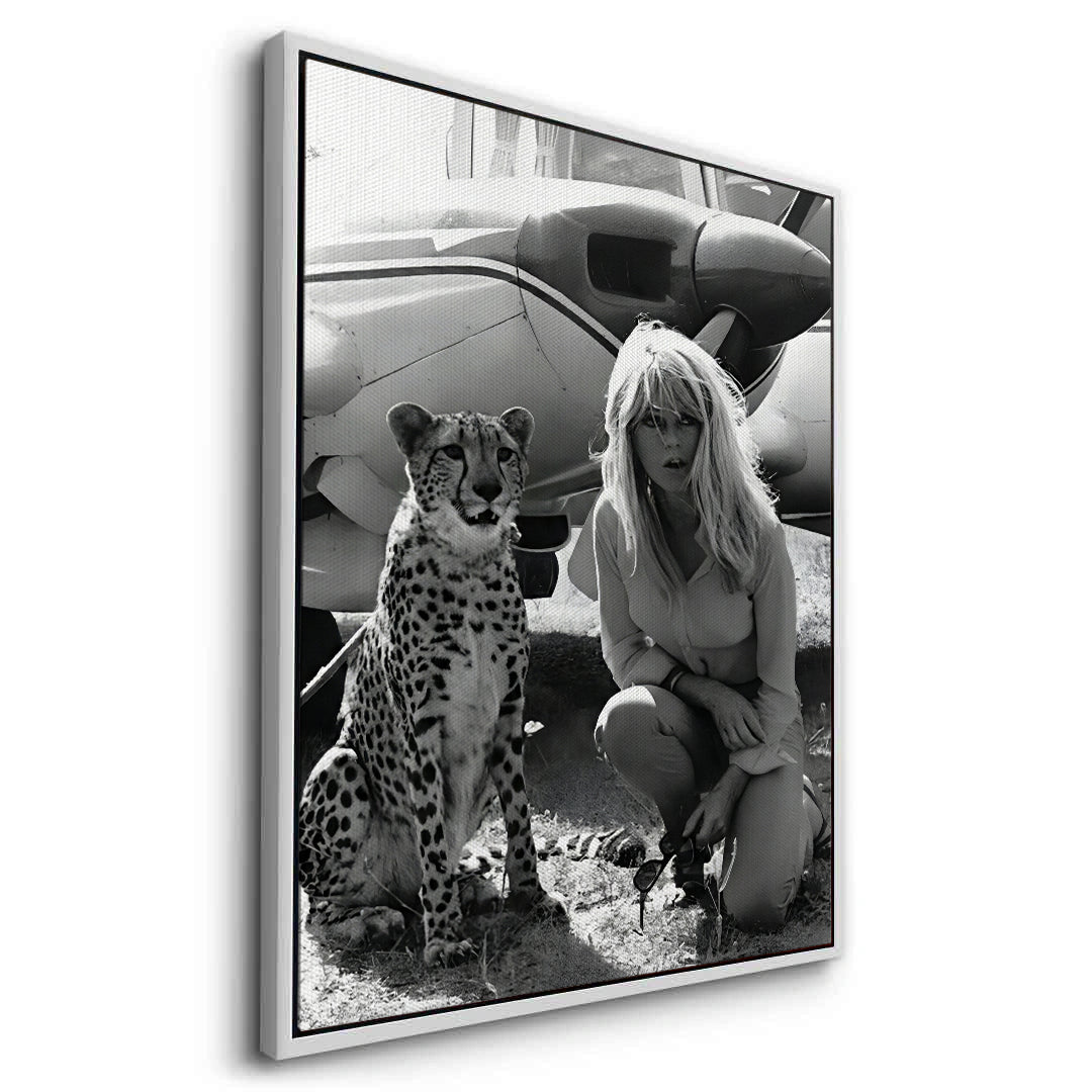 2Brigitte Bardot with Cheetah - Canvas
