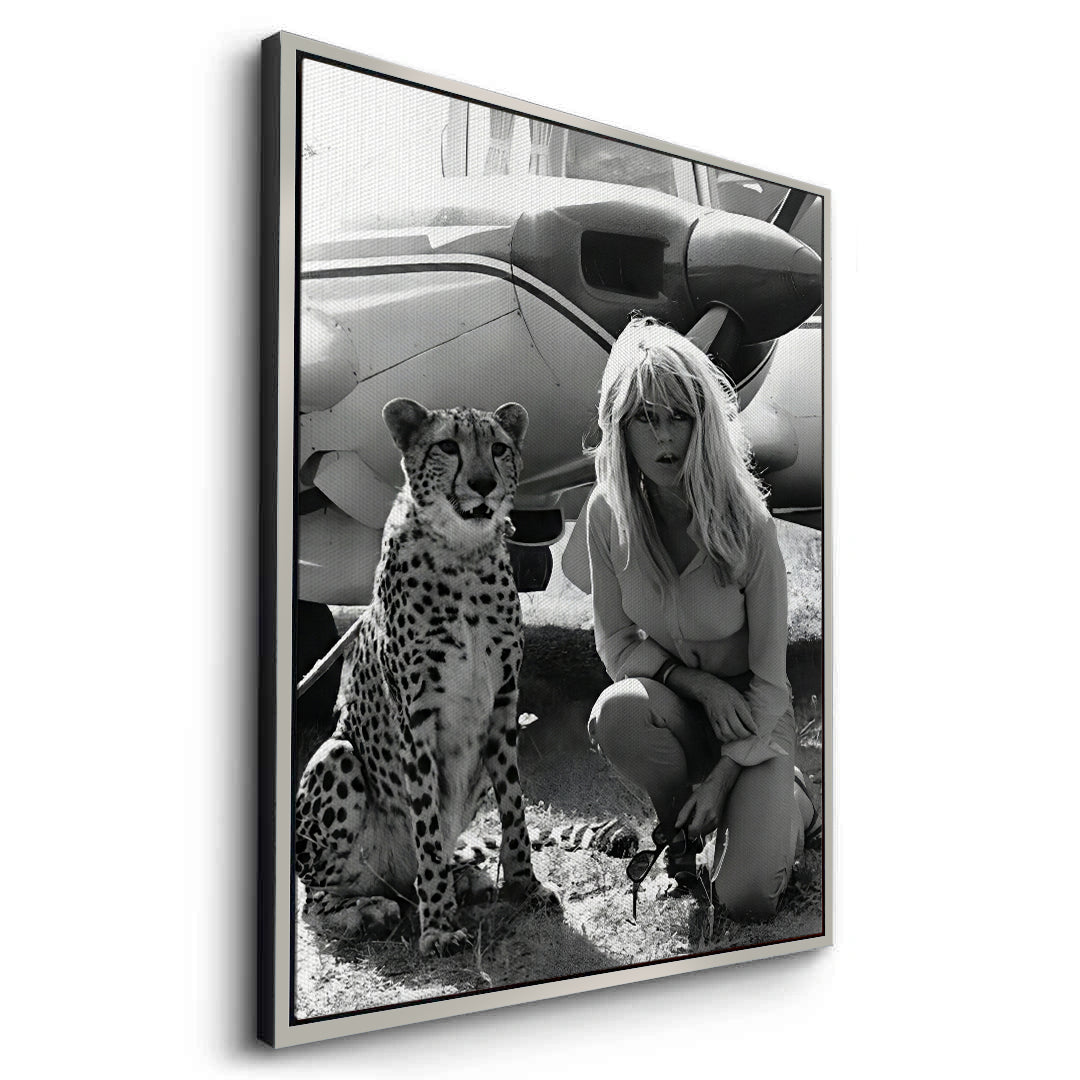 2Brigitte Bardot with Cheetah - Canvas