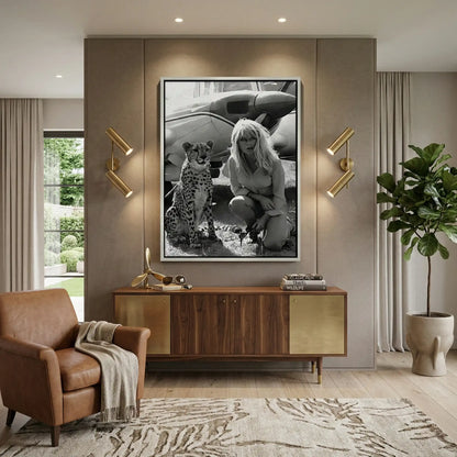 Brigitte Bardot with Cheetah - Canvas