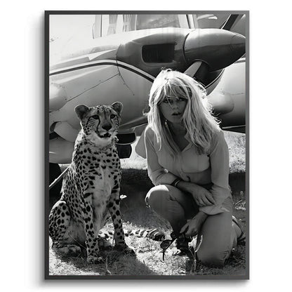 Brigitte Bardot with Cheetah - Fine Art