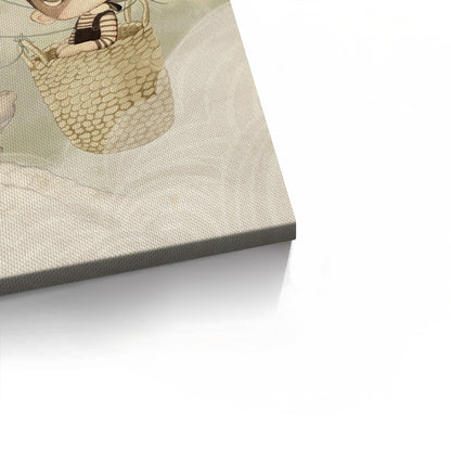 Bunny in Basket Flying - Canvas