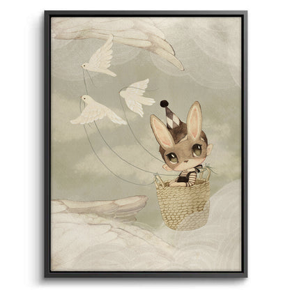 Bunny in Basket Flying - Canvas