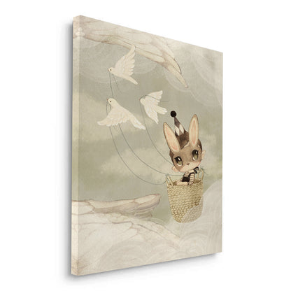 Bunny in Basket Flying - Canvas