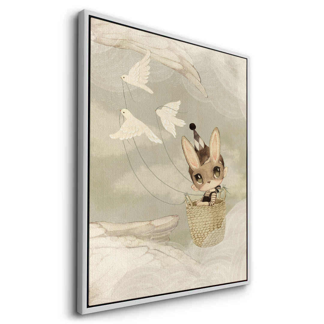 2Bunny in Basket Flying - Canvas