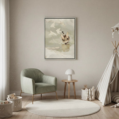 Bunny in Basket Flying - Canvas