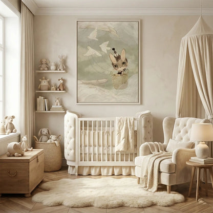 Bunny in Basket Flying - Canvas