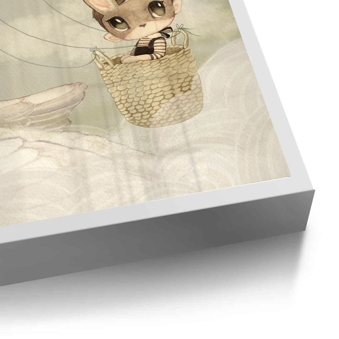 2Bunny in Basket Flying - Fine Art