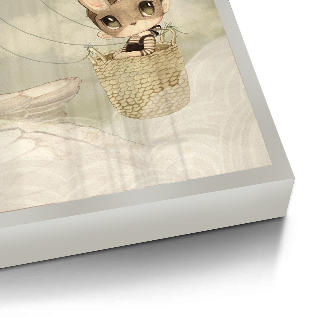 2Bunny in Basket Flying - Fine Art