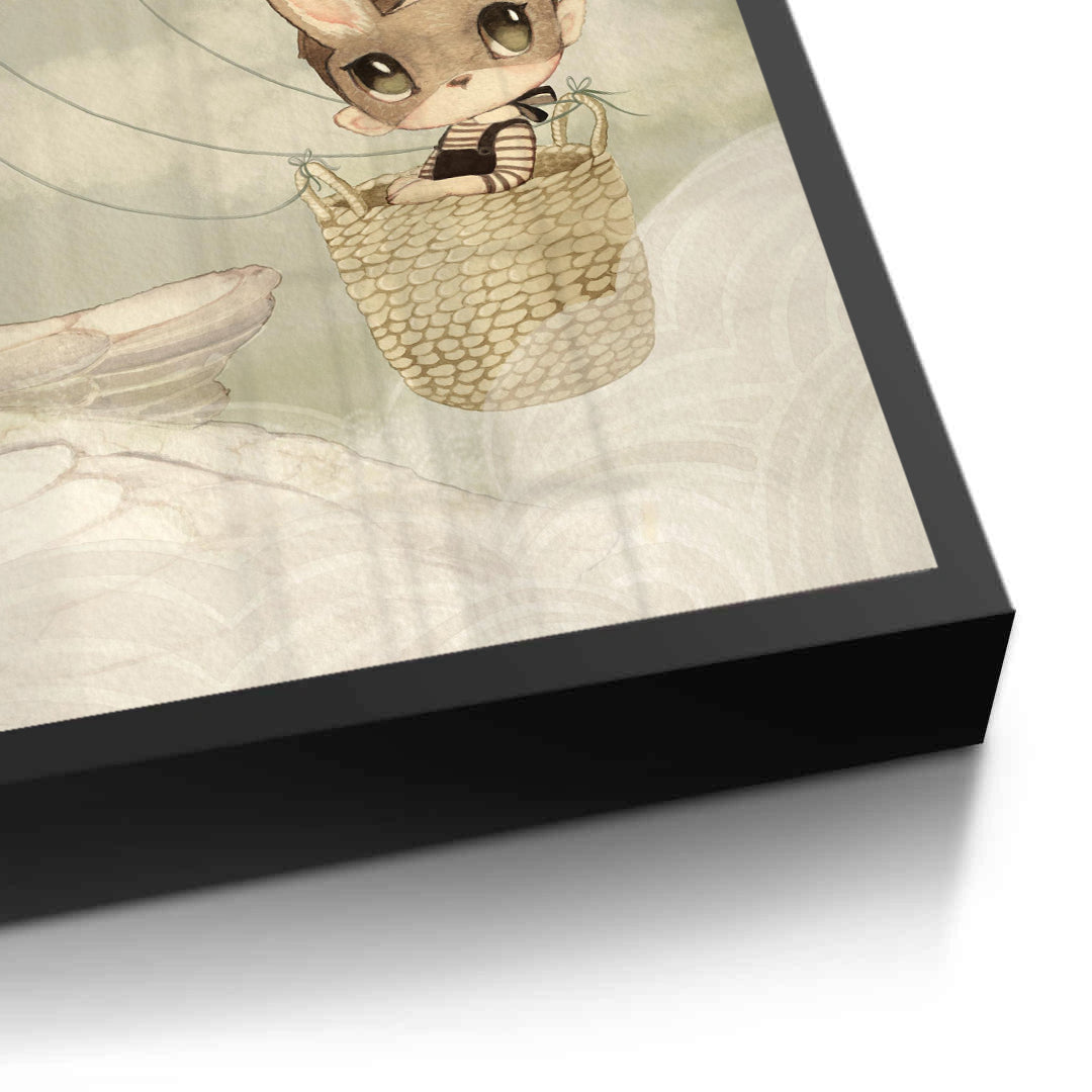 2Bunny in Basket Flying - Fine Art