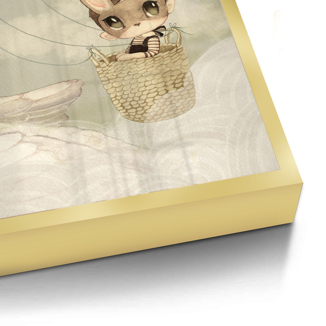 2Bunny in Basket Flying - Fine Art