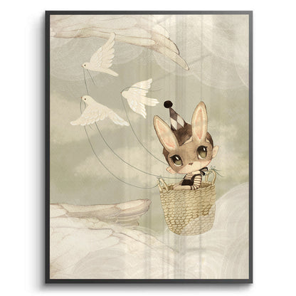 Bunny in Basket Flying - Fine Art